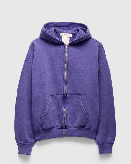 14G Brushed Fleece Zip Hoodie in Purple Navy