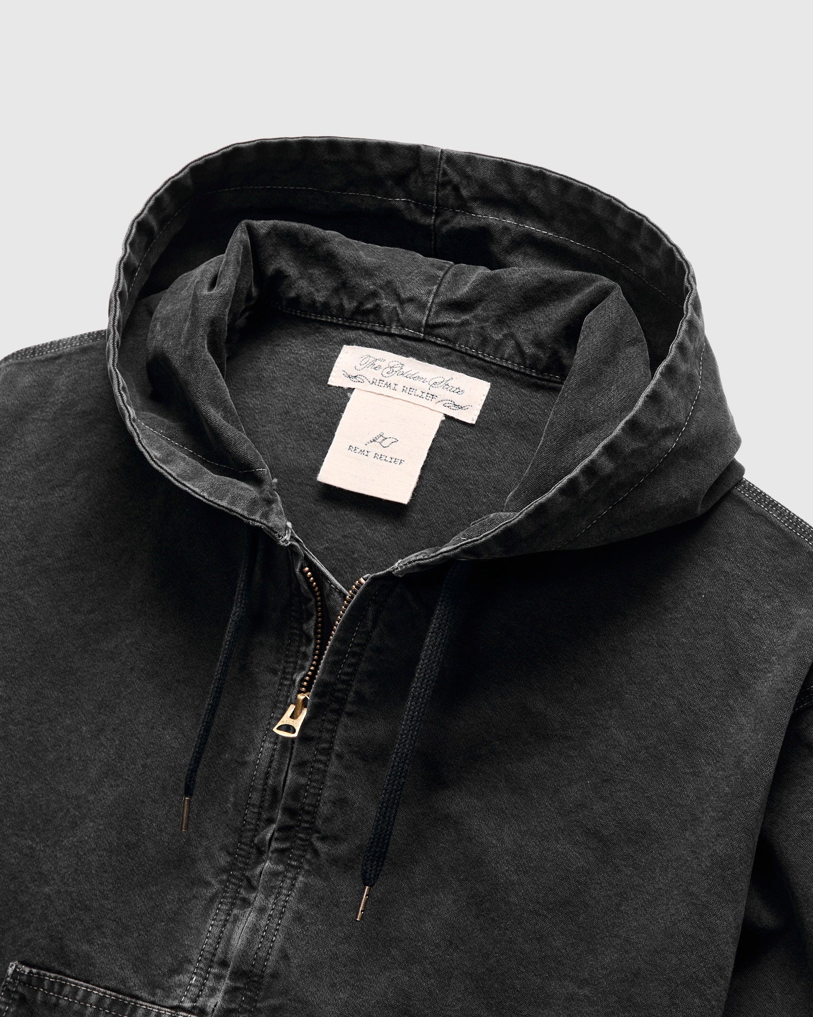 【REMI RELIEF】 FOODY PARKA BLACK Hooded Duck Field Jacket in Black – Blue Owl Workshop