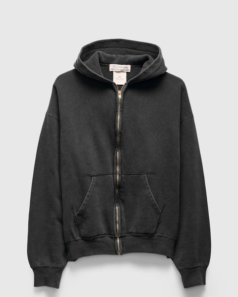 14G Brushed Fleece Zip Hoodie in Black – Blue Owl Workshop