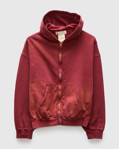 "3-Fly" Special Finish Fleece Zip Hoodie in Bordeaux