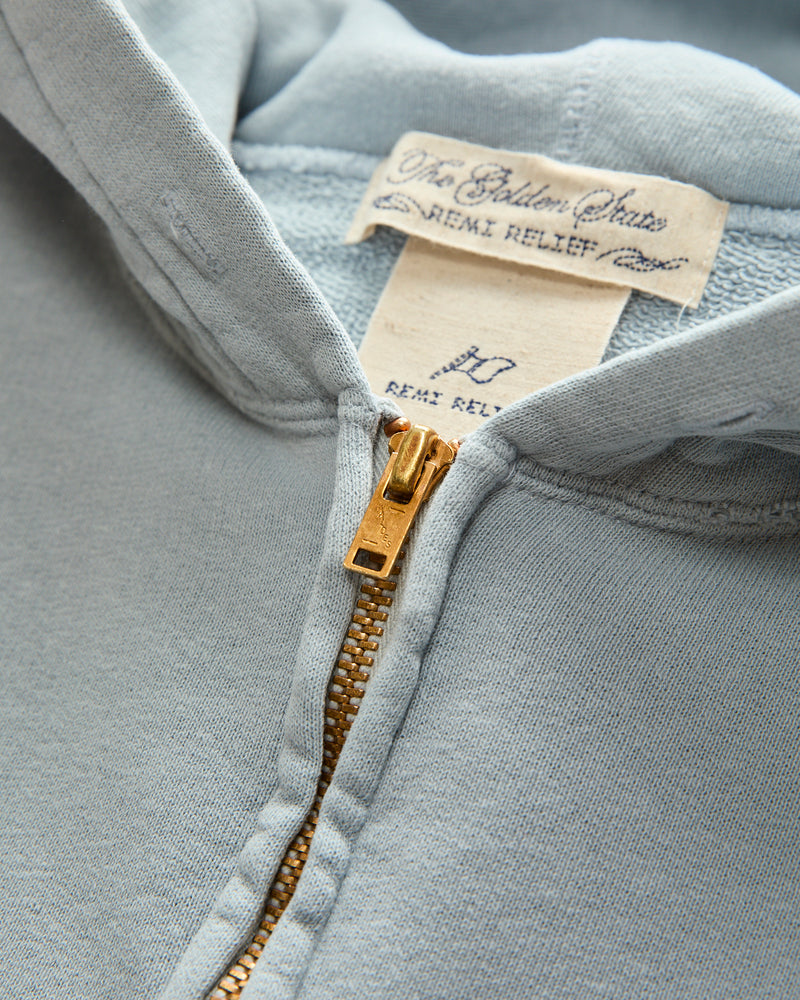 "3-Fly" Special Finish Fleece Zip Hoodie in Sax