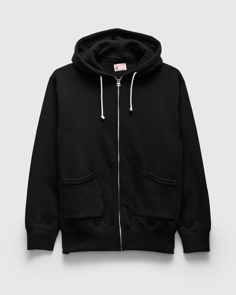 12oz Ball Park Zip Hooded Sweatshirt in Black