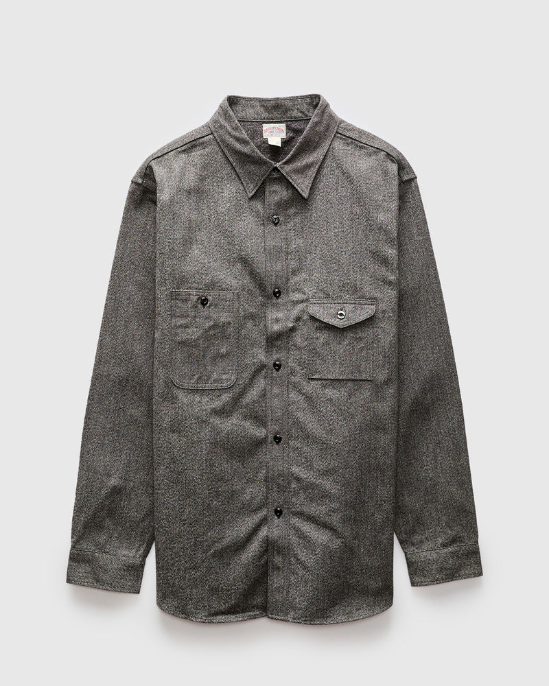 8HU Mock-Twist Chambray Work Shirt in Black