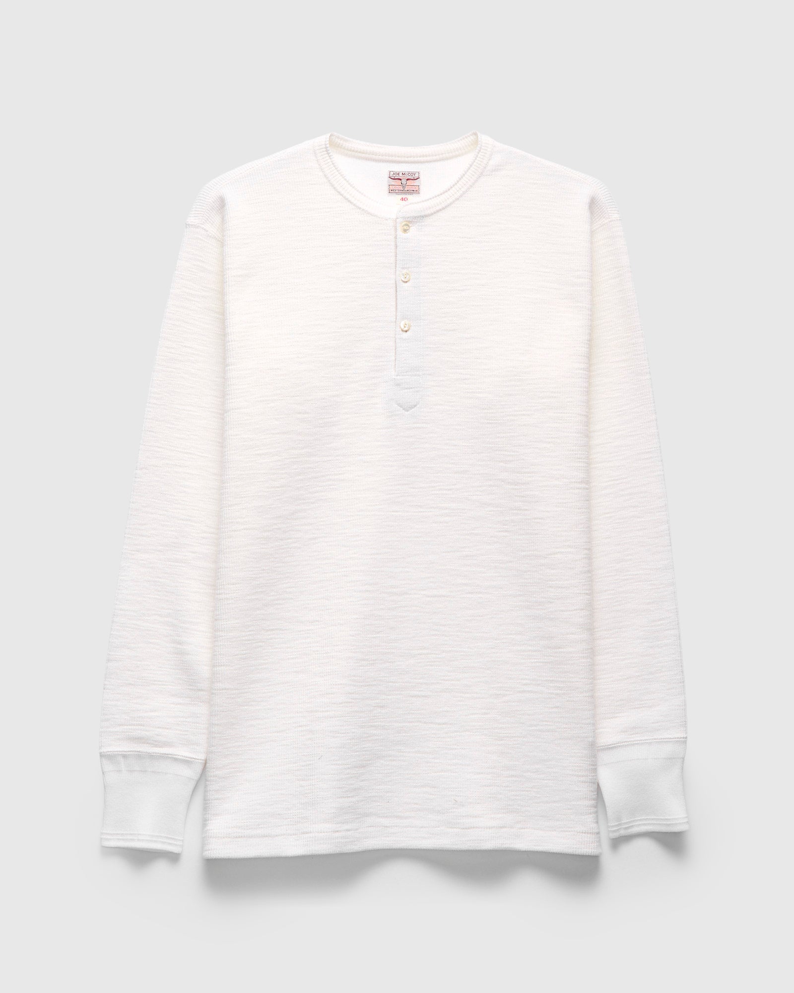 Western Cardigan Stitch Henley Shirt in White – Blue Owl Workshop