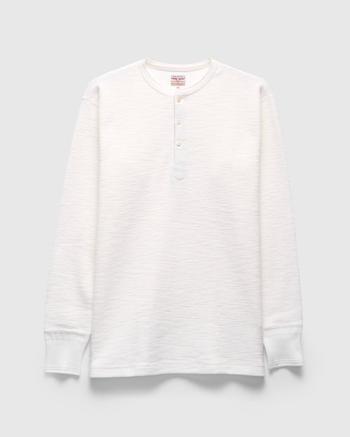 Western Cardigan Stitch Henley Shirt in White