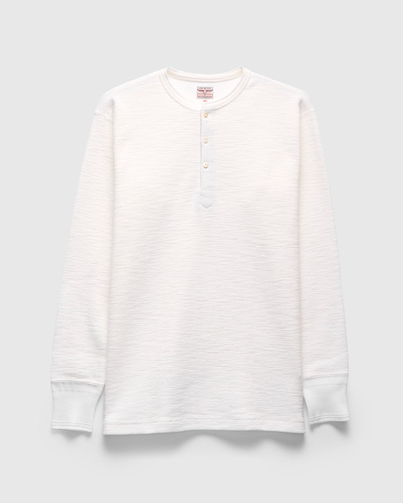 Western Cardigan Stitch Henley Shirt in White