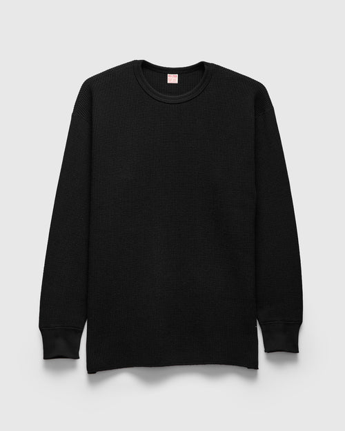 Ball Park Waffle Thermal Shirt in Black