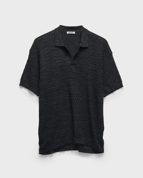 Boxweave Knit Polo in Vintage Black