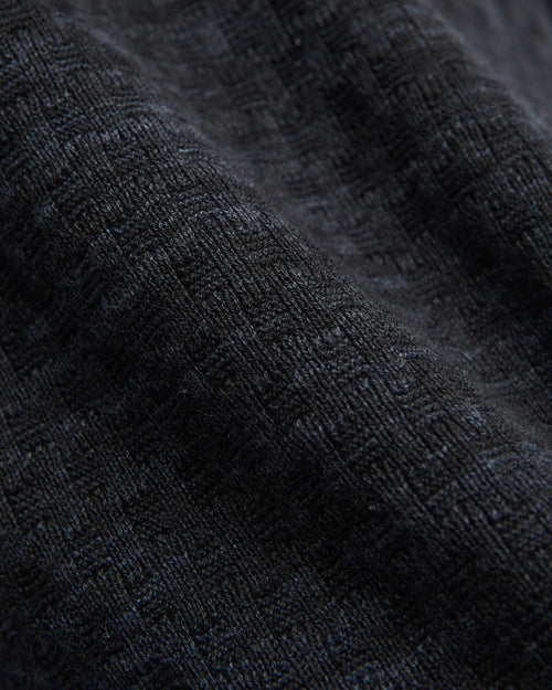 Boxweave Knit Polo in Vintage Black