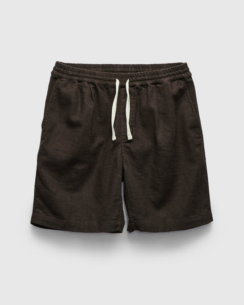 Linen Drawstring Short in Chocolate
