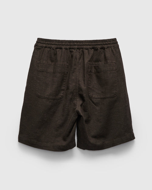 Linen Drawstring Short in Chocolate