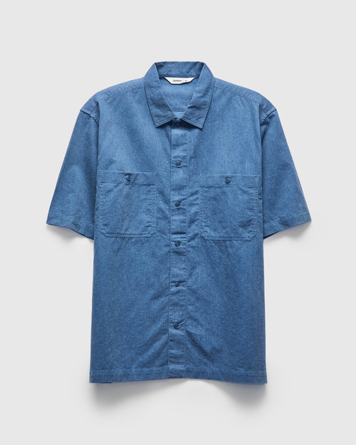 Short Sleeve Work Shirt in Blue Pigment Dye