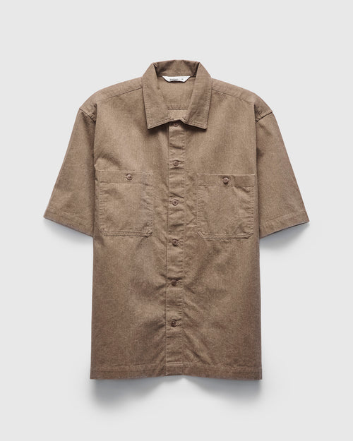 Short Sleeve Work Shirt in Tan Pigment Dye