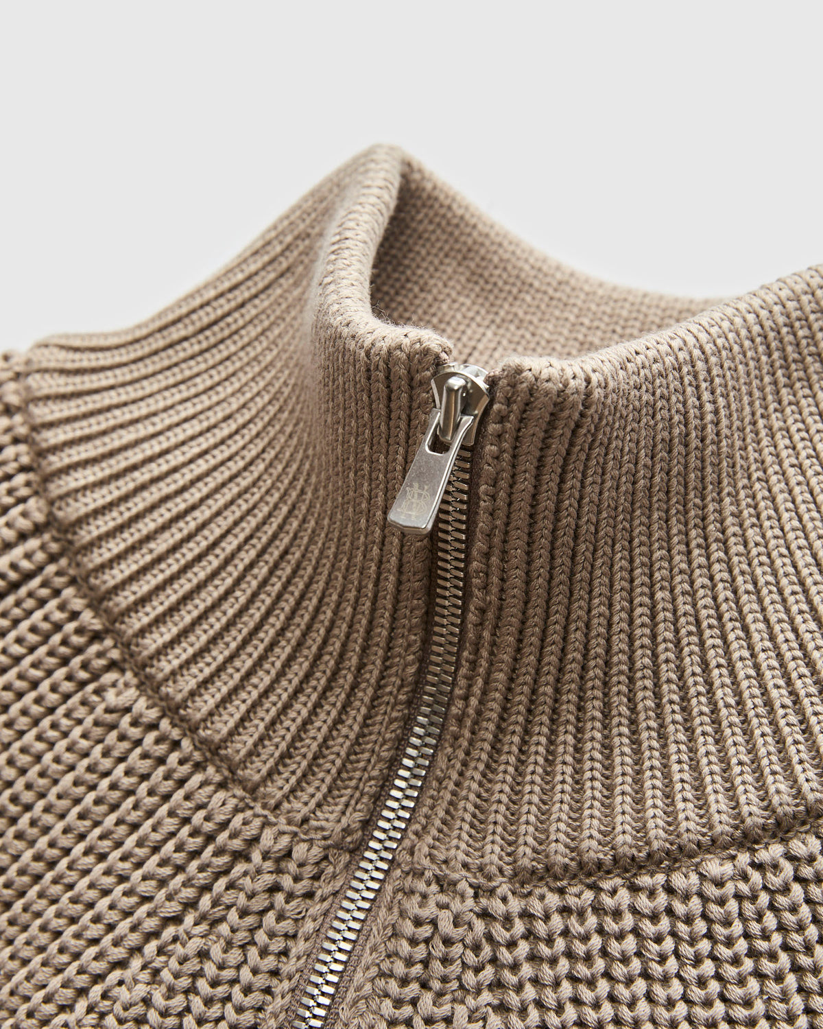 Driver Rasel Naheed Cotton Signature Knit Cotton Drivers Zip in Beige – Blue Owl Workshop