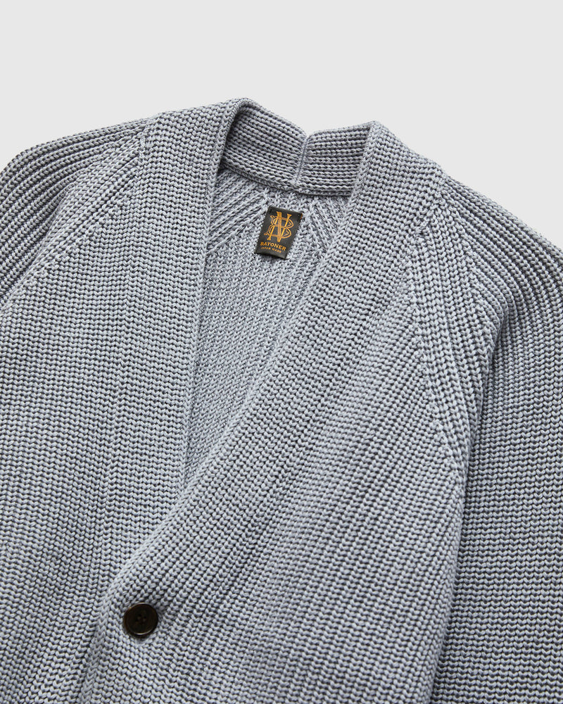 Signature Knit Cotton Cardigan in Greyish Sax