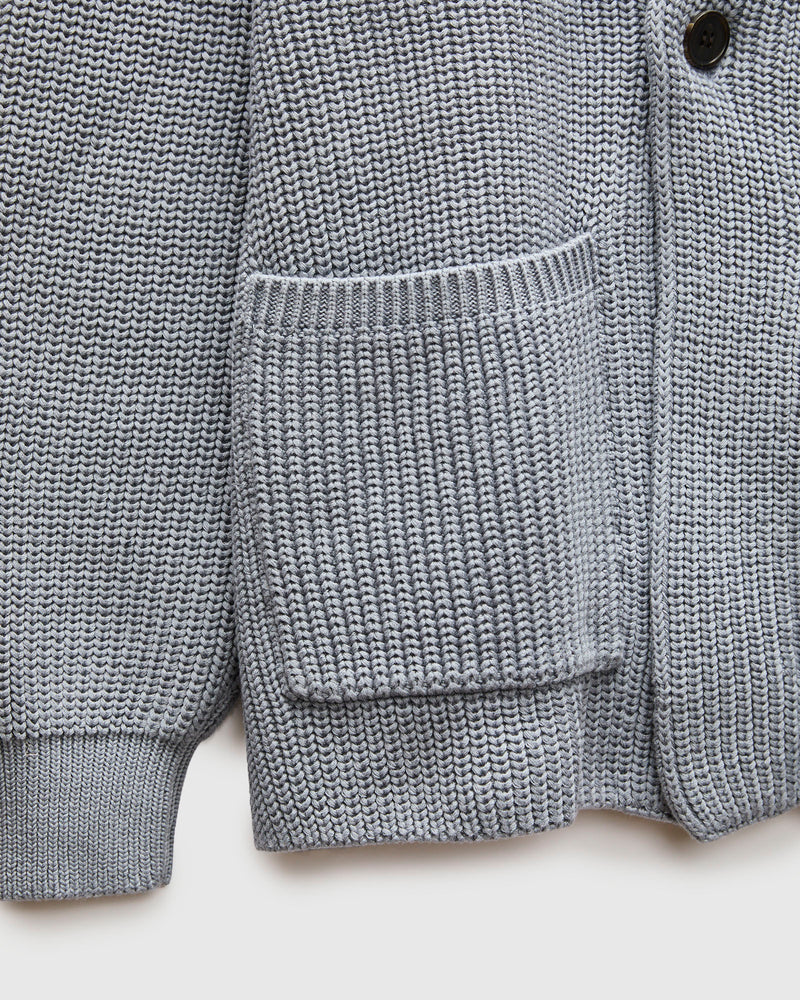 Signature Knit Cotton Cardigan in Greyish Sax
