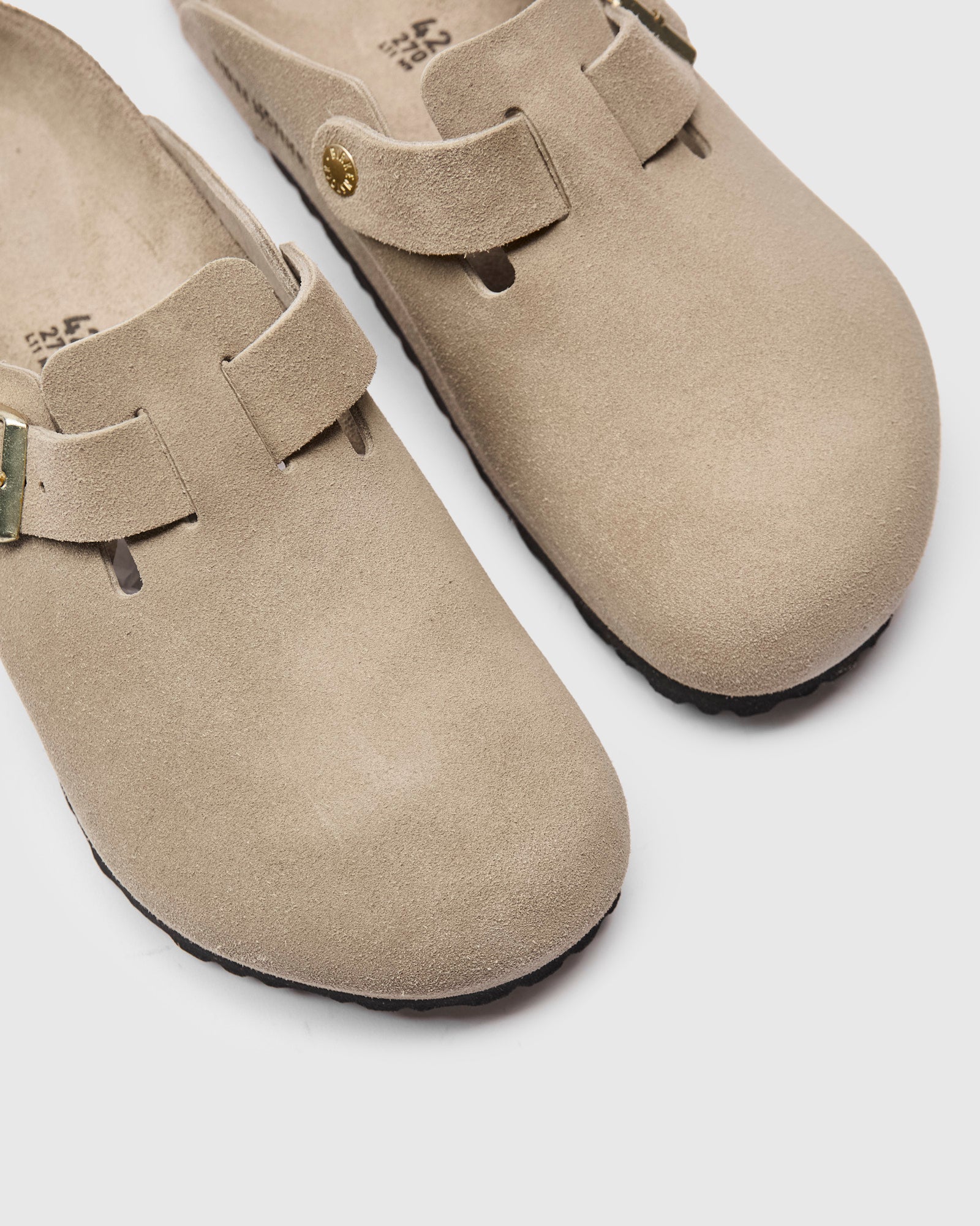 【美品】BIRKENSTOCK BOSTON EXQ 41 Boston Exquisite Clog in Taupe – Blue Owl Workshop