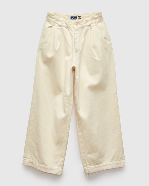 Fine Sashiko Wide Tucked Pants in Natural