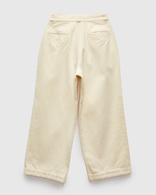 Fine Sashiko Wide Tucked Pants in Natural
