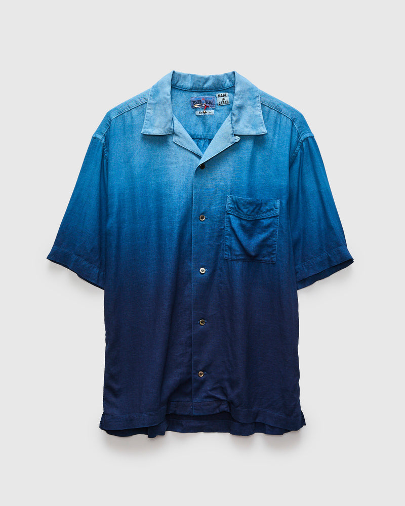 Hand-Dyed Gradation Aloha Shirt in Indigo