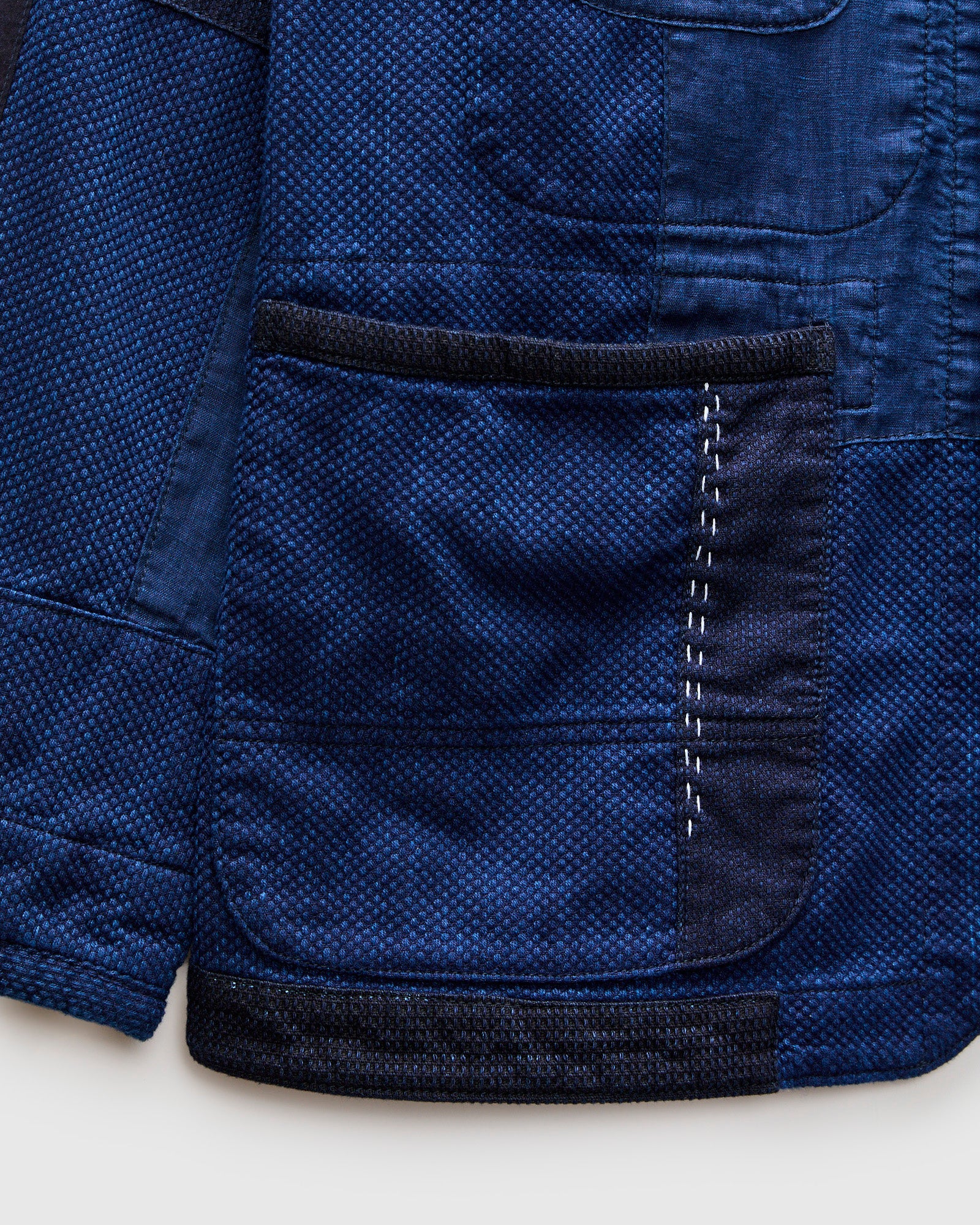 Kasezome Sashiko Nenrin Coverall Jacket in Patchwork Indigo – Blue
