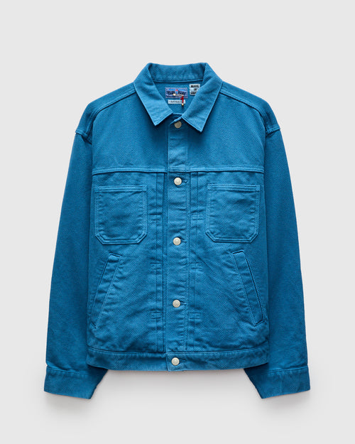 Sashiko Trucker Jacket in Blue Indigo