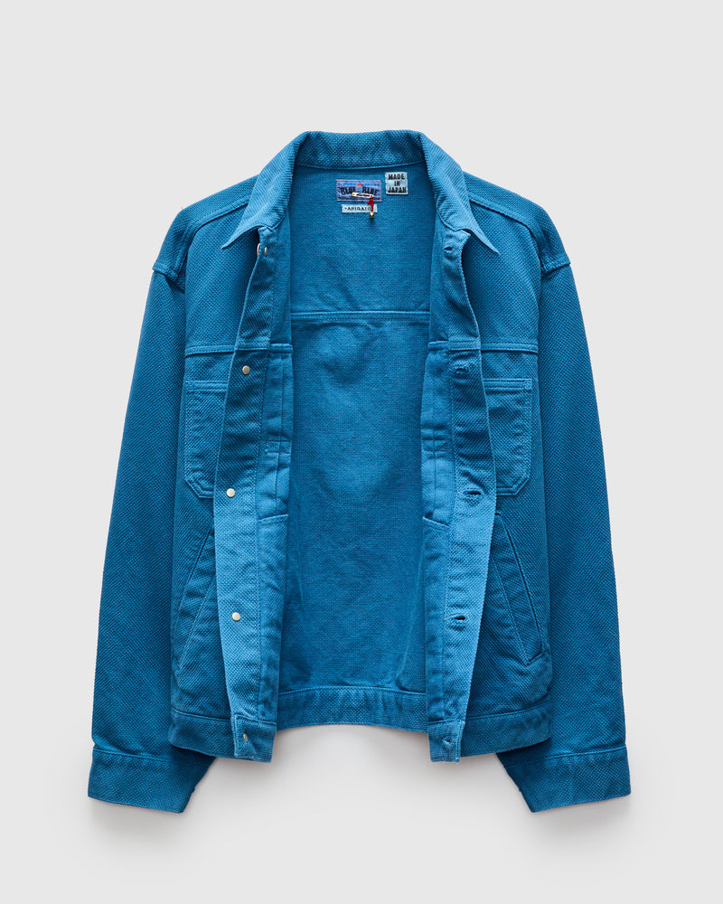 Sashiko Trucker Jacket in Blue Indigo
