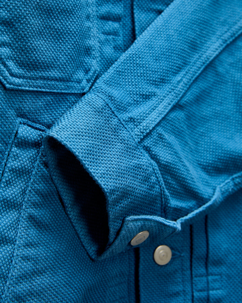 Sashiko Trucker Jacket in Blue Indigo