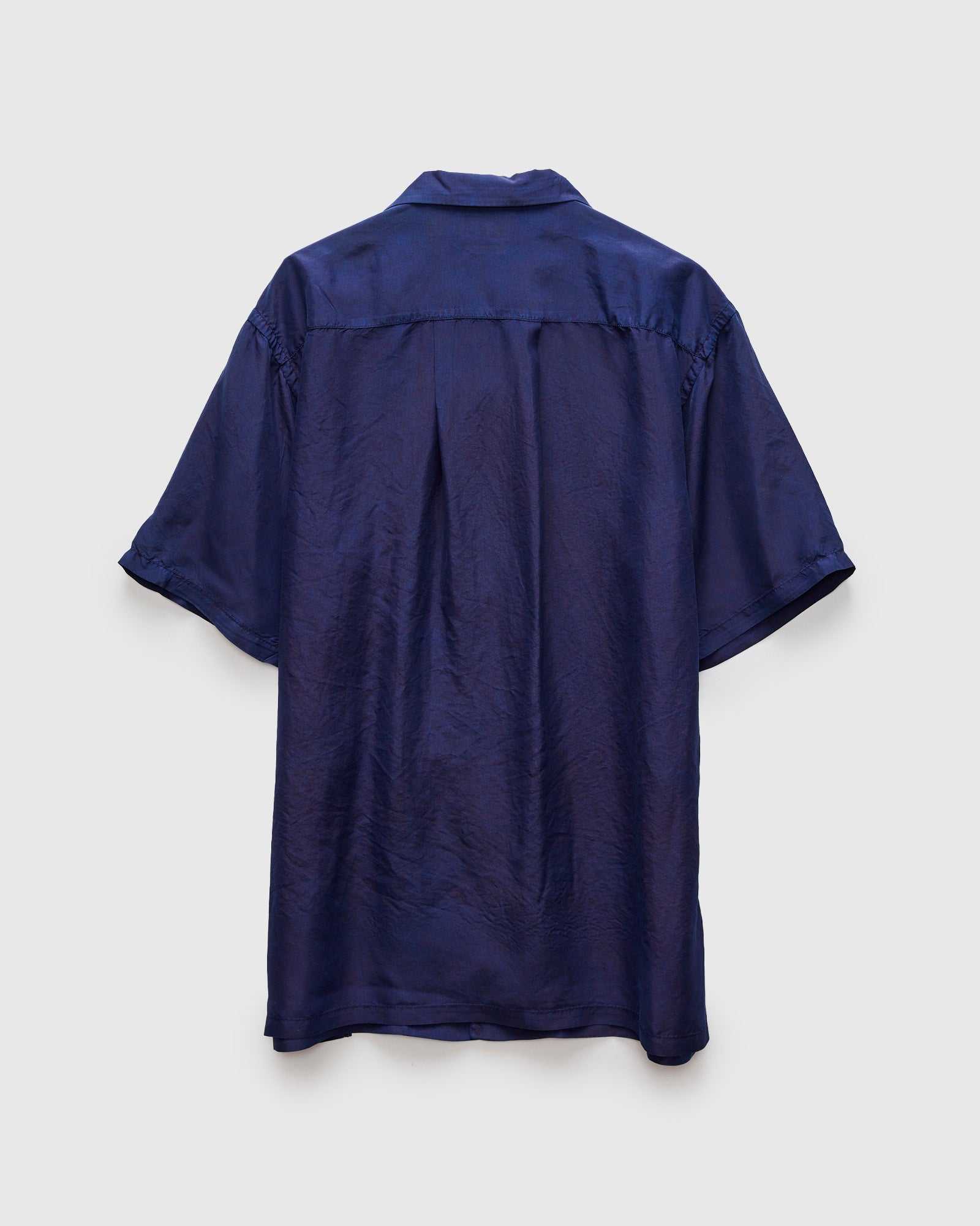 Silk Habutae Short Sleeve Shirt in Pure Dark Indigo – Blue Owl