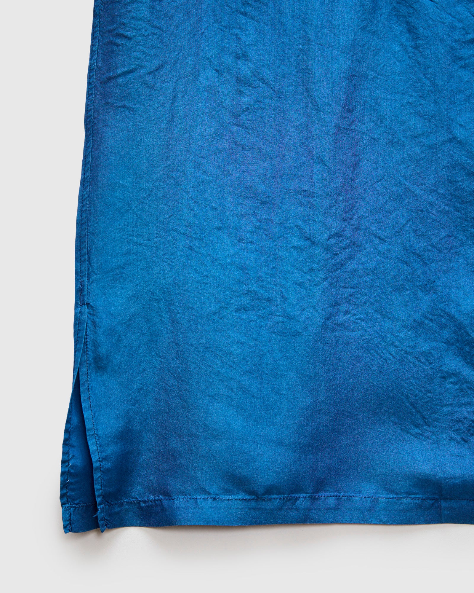 Silk Habutae Short Sleeve Shirt in Pure Light Indigo – Blue Owl