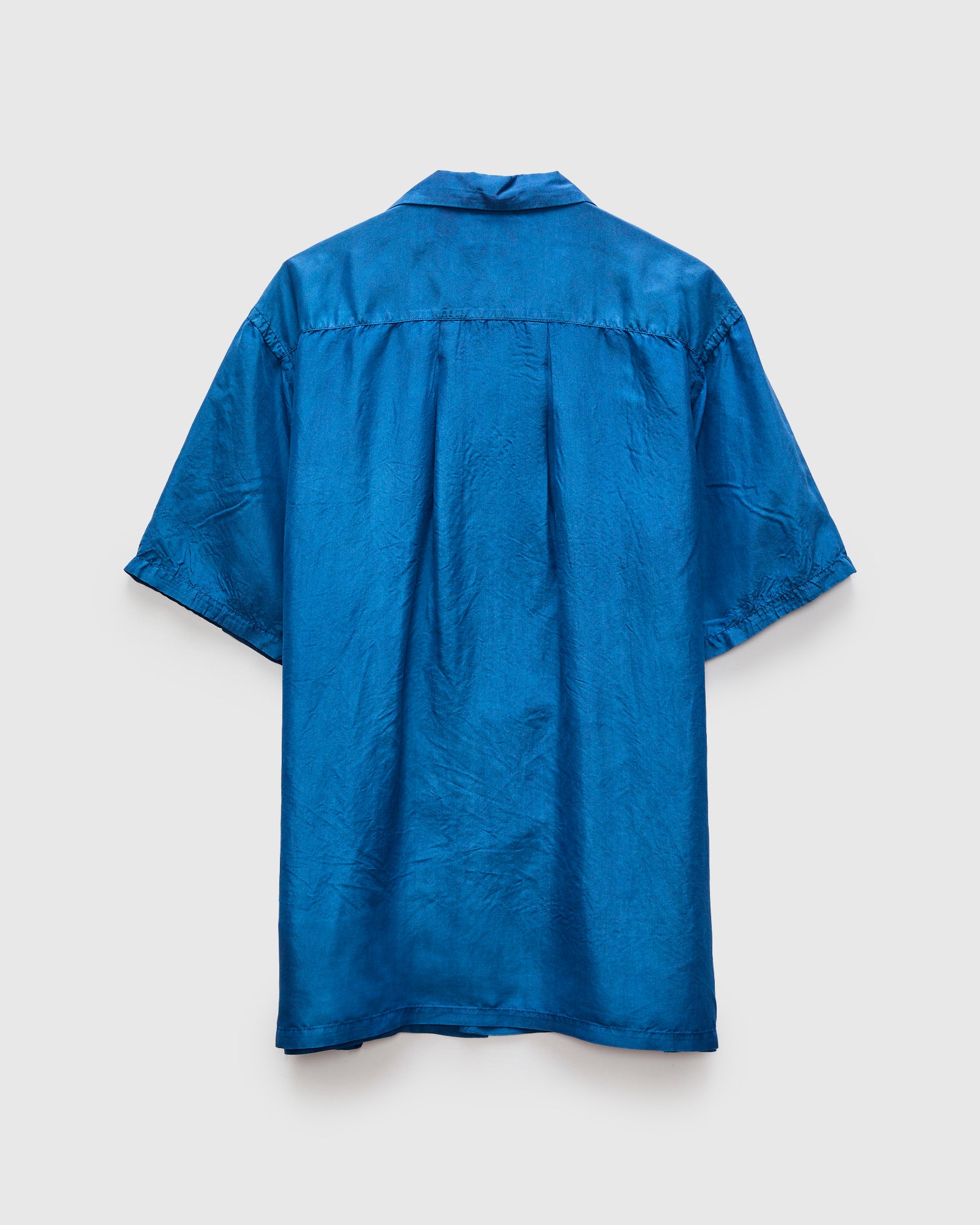 Silk Habutae Short Sleeve Shirt in Pure Light Indigo – Blue Owl