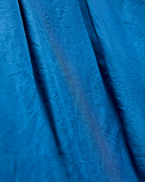 Silk Habutae Short Sleeve Shirt in Pure Light Indigo