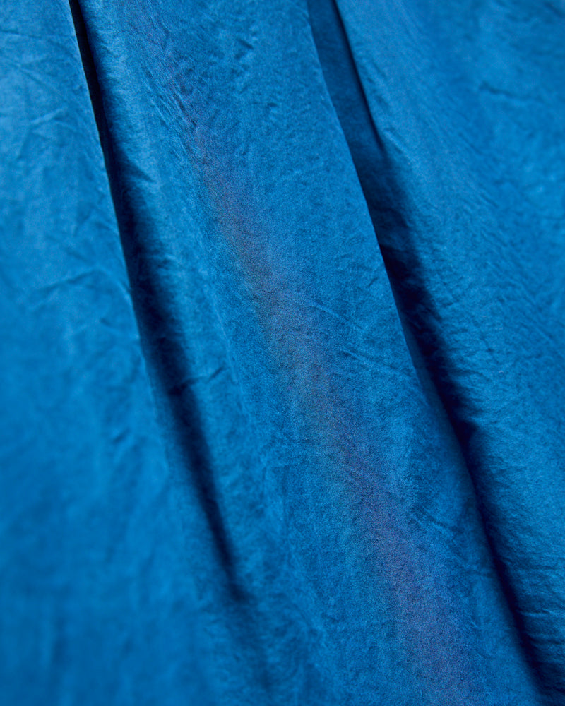 Silk Habutae Short Sleeve Shirt in Pure Light Indigo