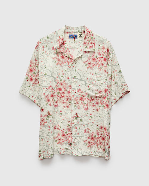 "Sakura Kaza" Aloha Shirt in White