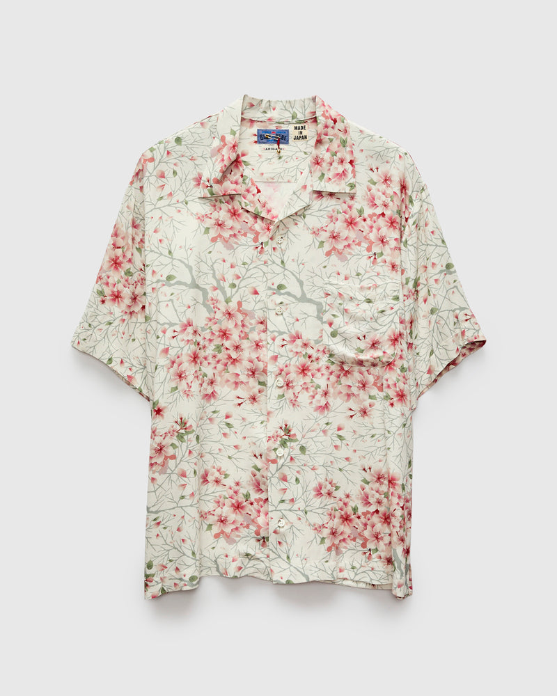 "Sakura Kaza" Aloha Shirt in White