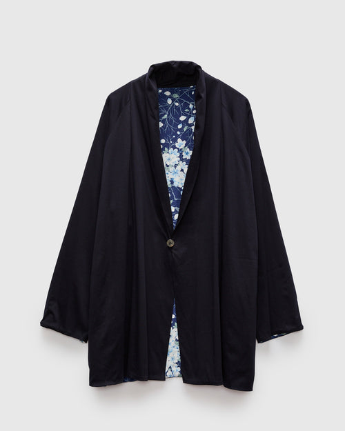 "Sakura Kaza" Reversible Knit Haori in Dark Navy