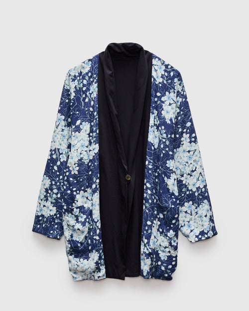 "Sakura Kaza" Reversible Knit Haori in Dark Navy