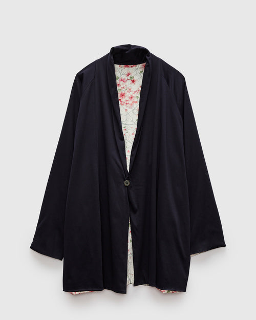"Sakura Kaza" Reversible Knit Haori in White