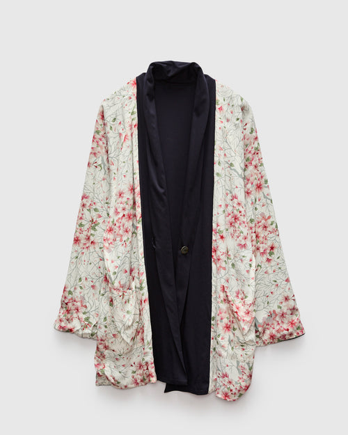 "Sakura Kaza" Reversible Knit Haori in White