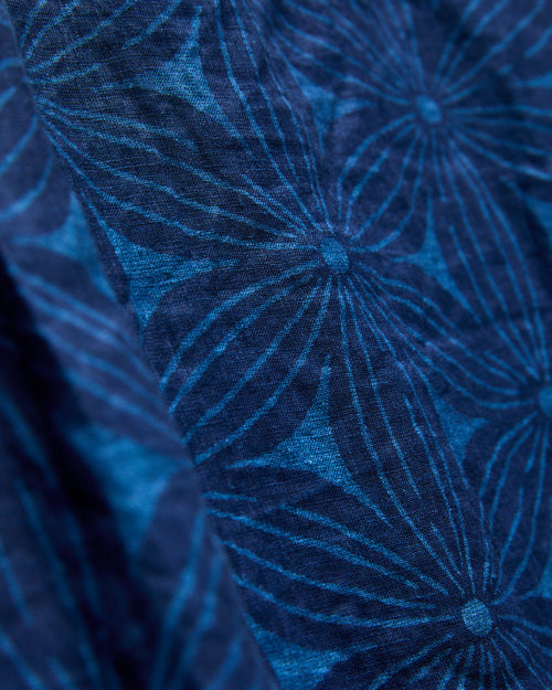 "Sakura" Bassen Aloha Shirt in Indigo