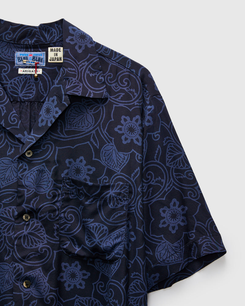 "Tessenka" Bassen Aloha Shirt in Dark Navy