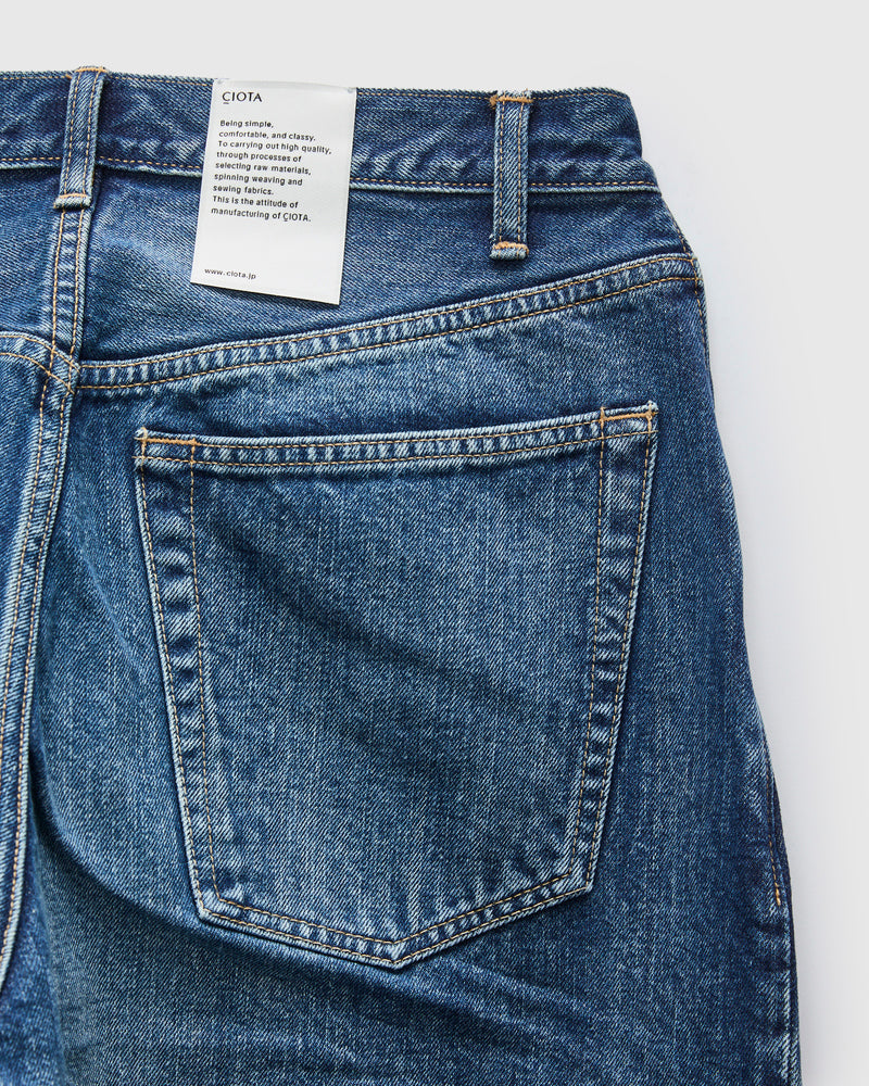 Baggy 5 Pocket Selvedge Denim Pants in Medium Blue