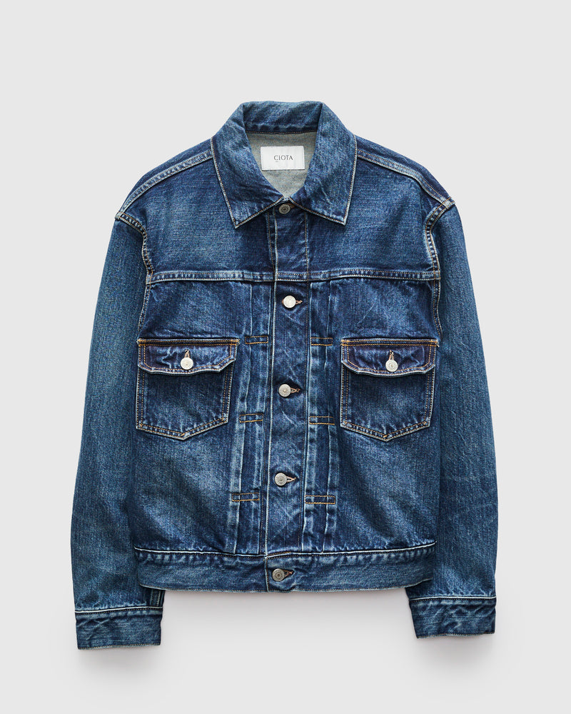 Double Pocket Denim Jacket in Medium Blue