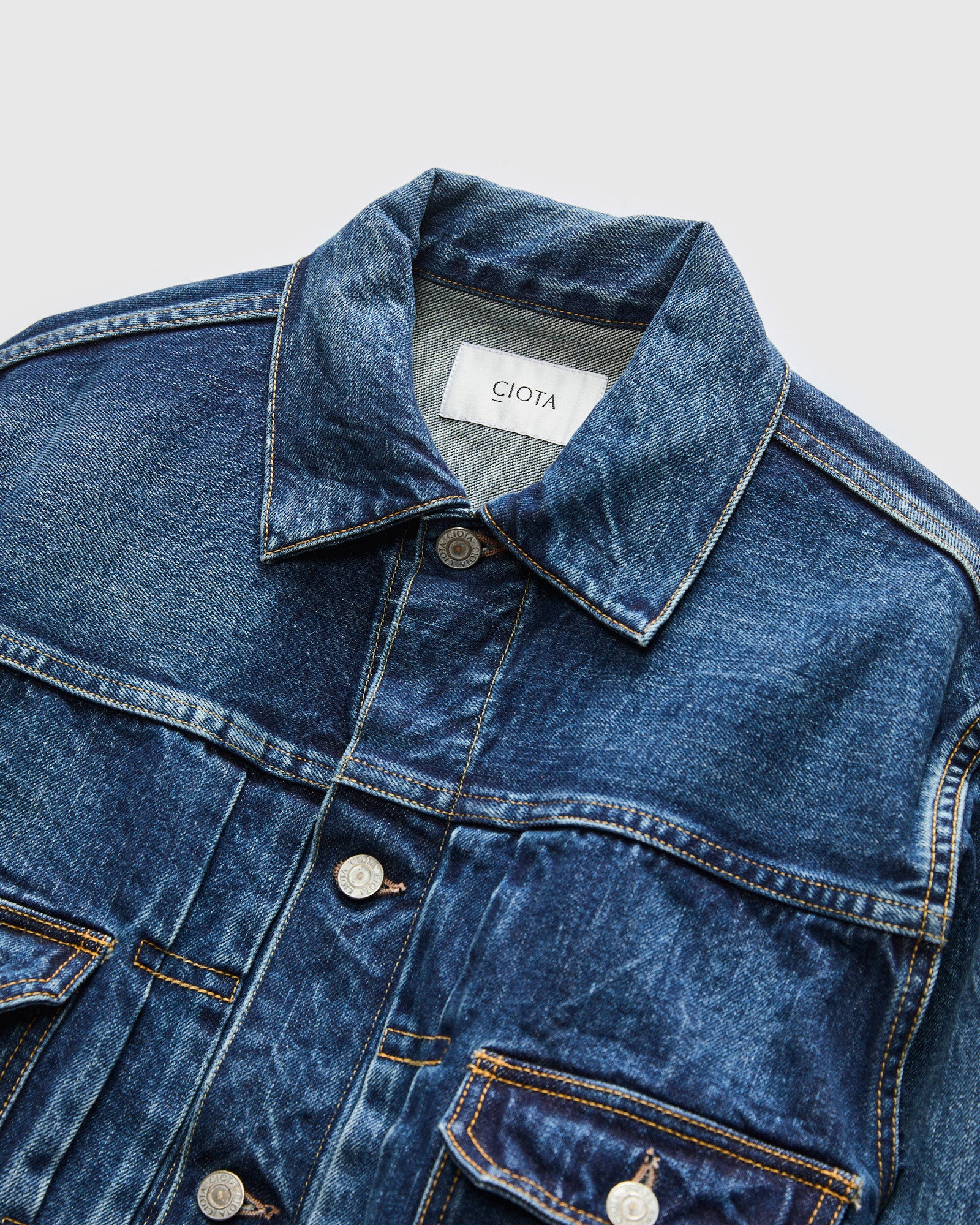 Double Pocket Denim Jacket in Medium Blue – Blue Owl Workshop