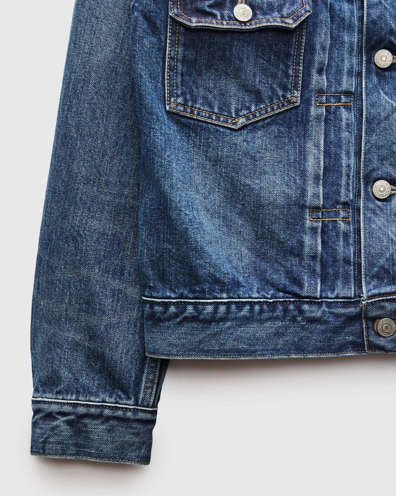 Double Pocket Denim Jacket in Medium Blue – Blue Owl Workshop