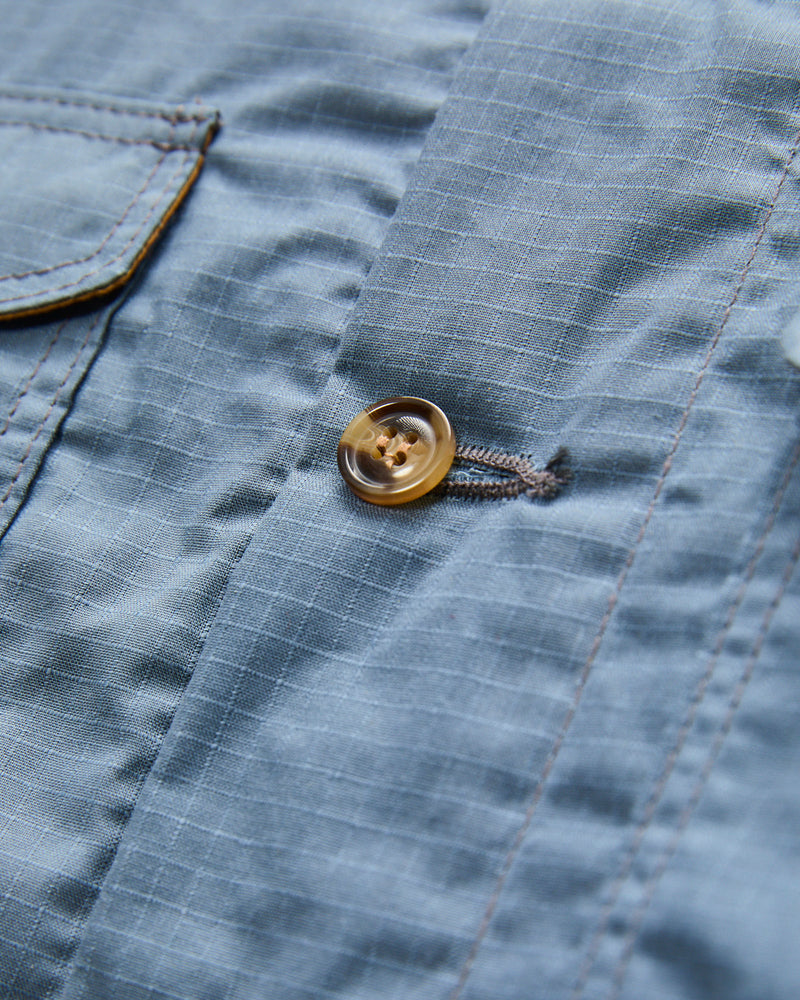 Crissman Overshirt in Waxed Ripstop Faded Blue