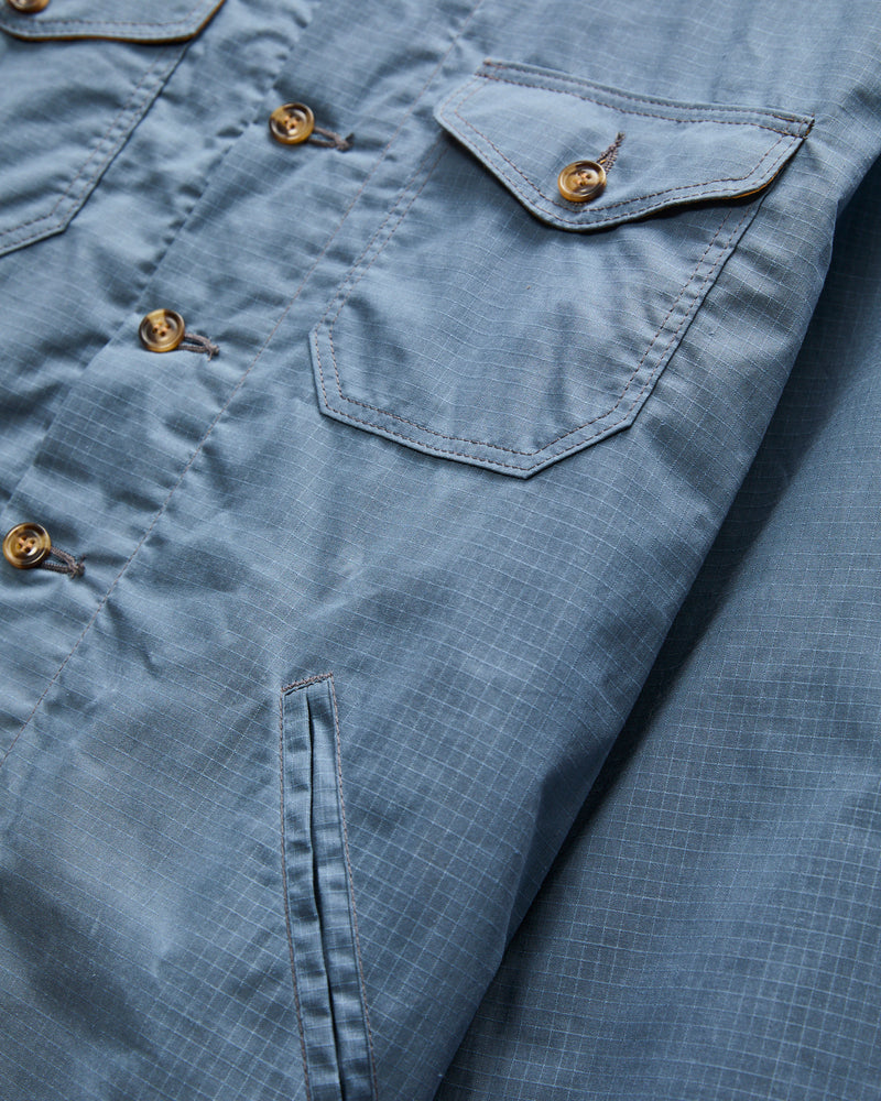 Crissman Overshirt in Waxed Ripstop Faded Blue