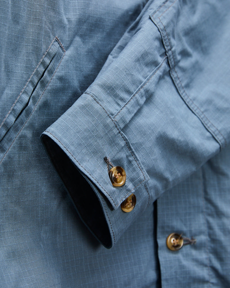 Crissman Overshirt in Waxed Ripstop Faded Blue