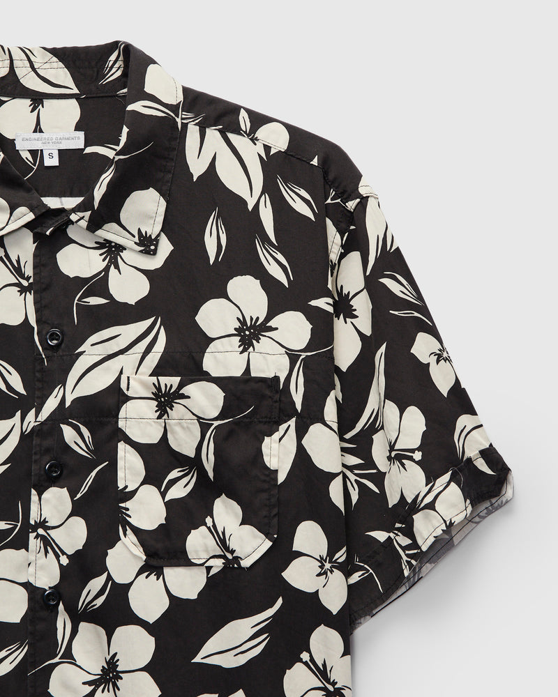 Camp Shirt in Black Natural Tencel Floral Print