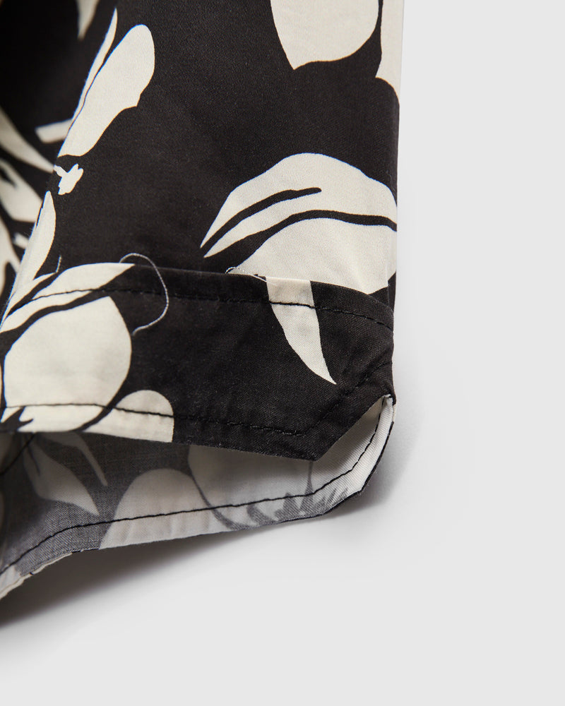 Camp Shirt in Black Natural Tencel Floral Print